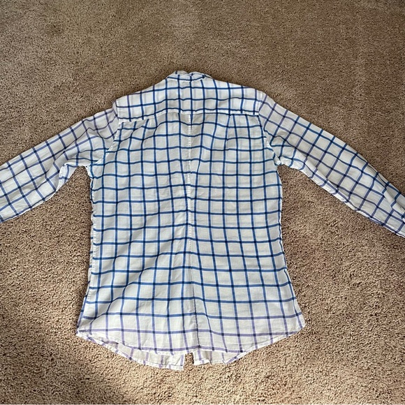 Frank & Eileen Barry Button Down Shirt Blue White Grid Plaid Size Medium - Picture 5 of 7